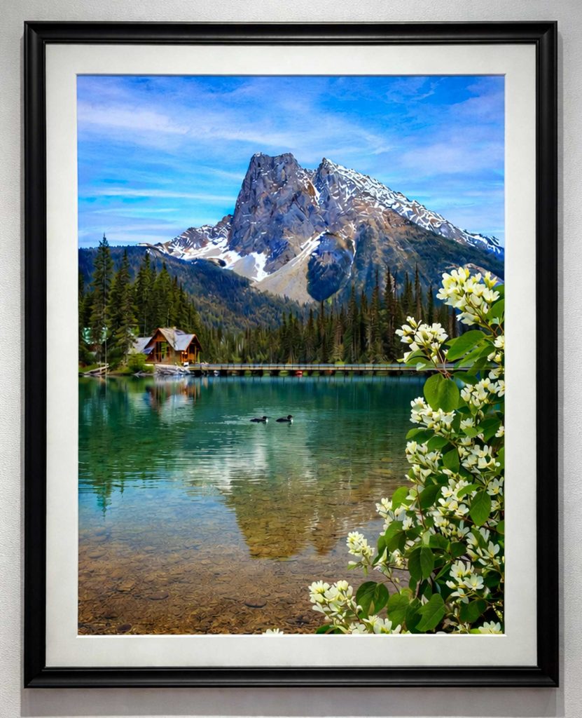 Emerald Lake
Yoho National Park
June 19, 2024

On a tranquil summer evening, I was struck by the lake’s quiet serenity—loons calling across the water as soft light revealed the vivid colour of Emerald Lake and the delicate bloom of serviceberry along its shores.