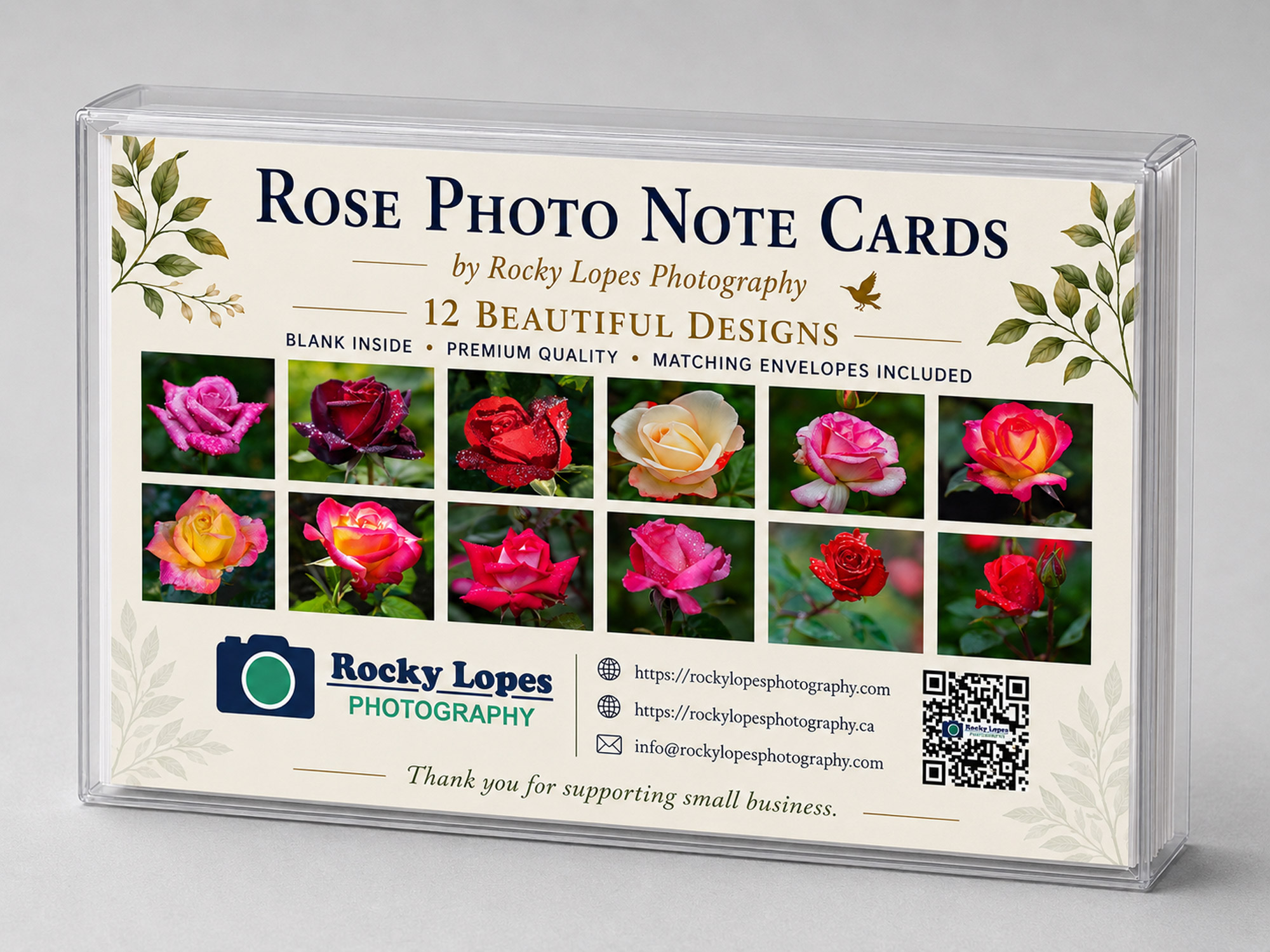 Rose photo note cards