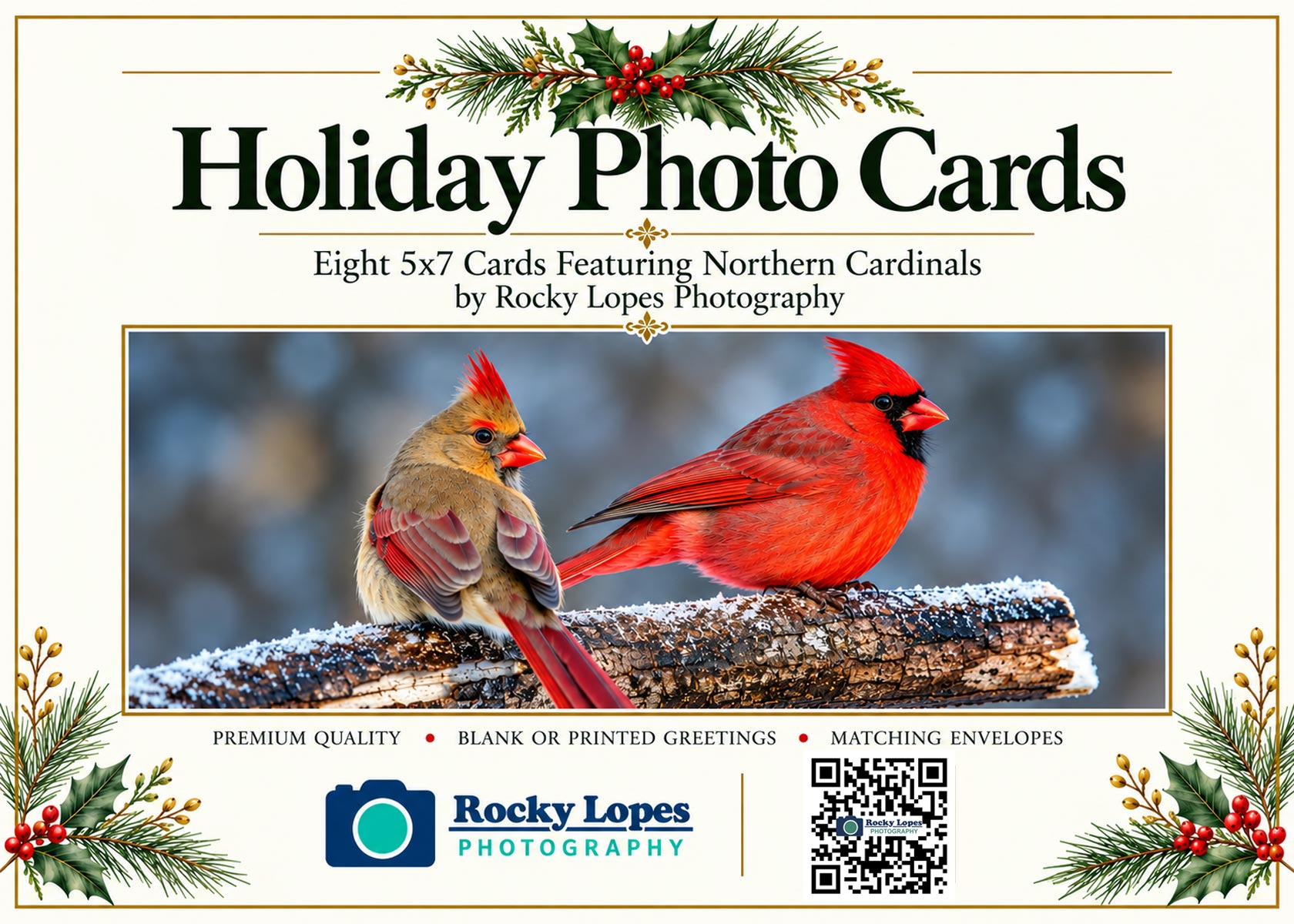 Cardinal Holiday Photo Cards, Box of 8 - Image 2